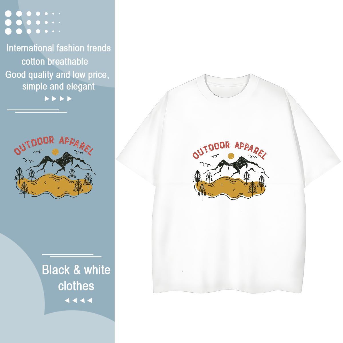 New Arrival Women Tees Beach O-Neck Short Sleeve Top Shirts Brand 230g Cotton mountains Anime Oversized Women T Shirts