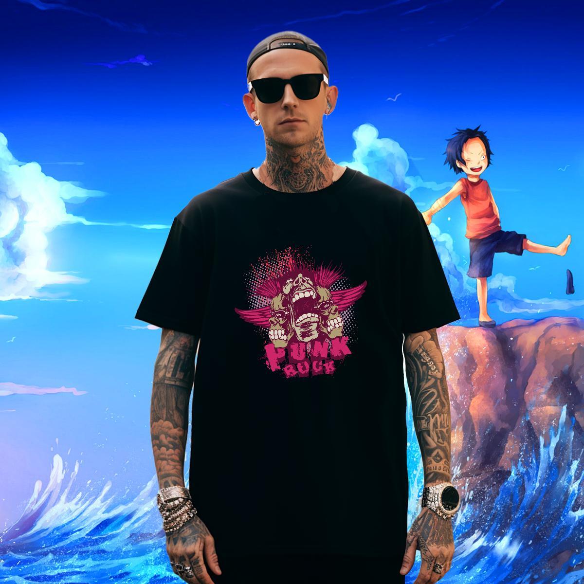 Man T Shirts 230g 100% Cotton scary Street wear Hip Hop Breathable Soft Black Oversized Tshirts Brand Designer Tops Shirt