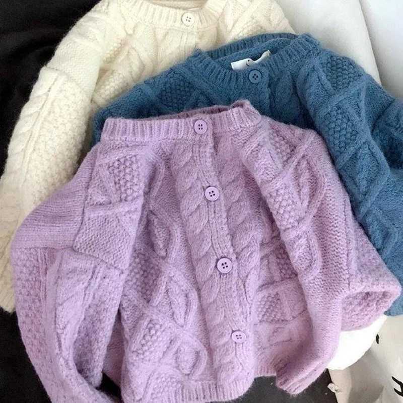 Purple Blue Beige Cardigan Sweater For Boys Girls Autumn Fall Soft Knitted Casual Loose CoatsXJ240819