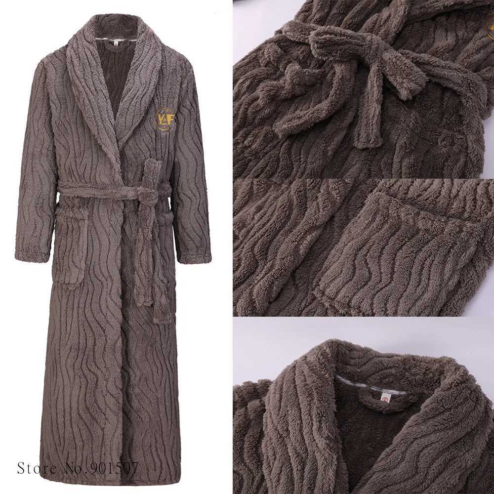 Womens thick sleepwear long bathroom mens shower kimono robe warm autumn coral fleece robe soft bathrobe plus size 3XLW240719