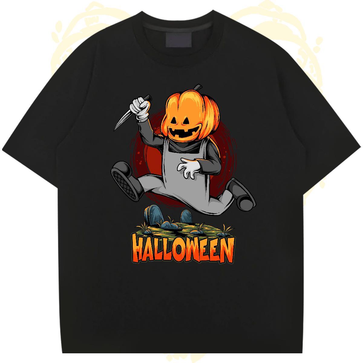 Loose T Shirts Men pumpkin Breathable Daily Outfit Black Oversized 230g Pure Cotton Tshirts Fashion Casual Tees