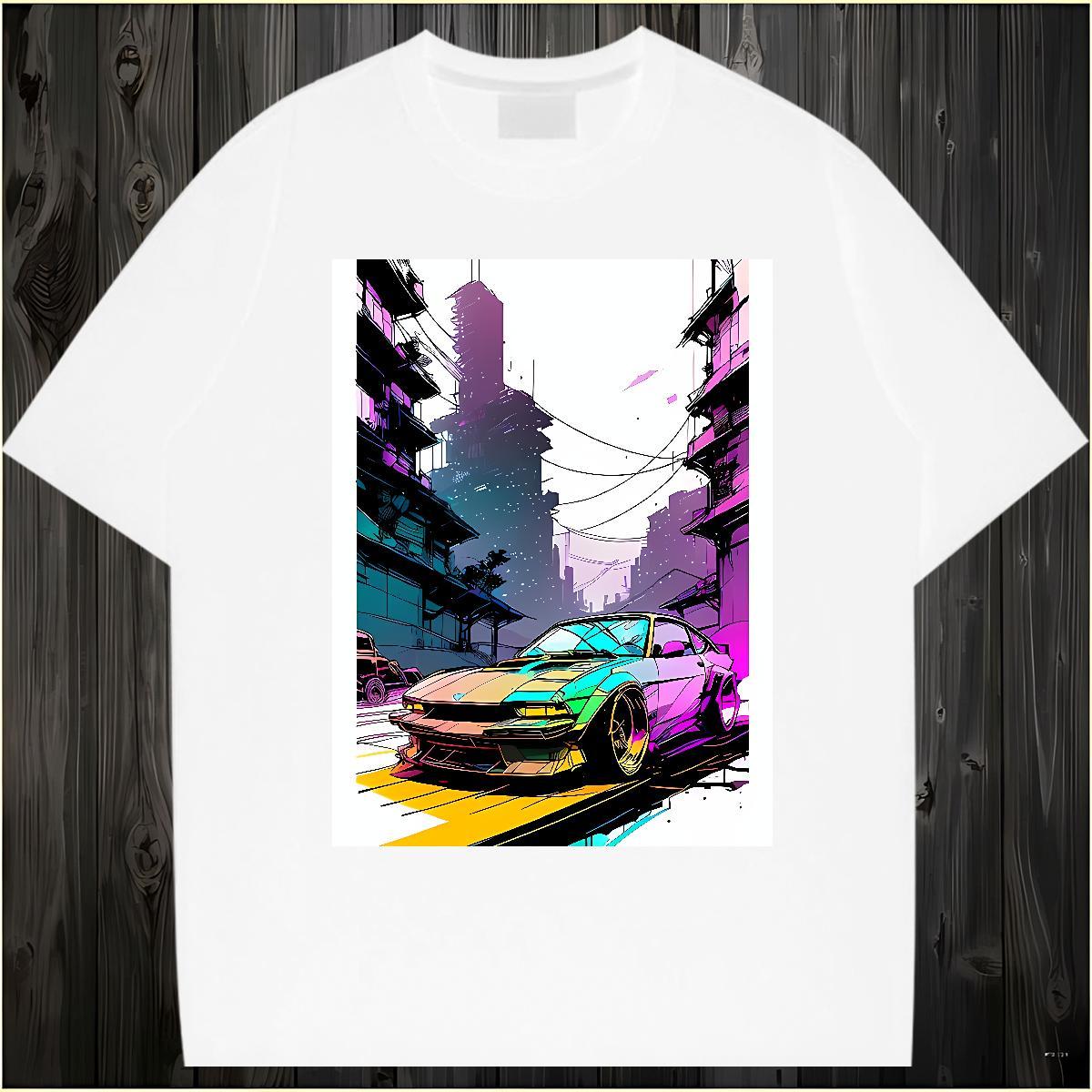 Brand car Men T Shirts Beach Men Tops Tees 230g Cotton Fashion Short Sleeve Soft Custom Printed Clothings