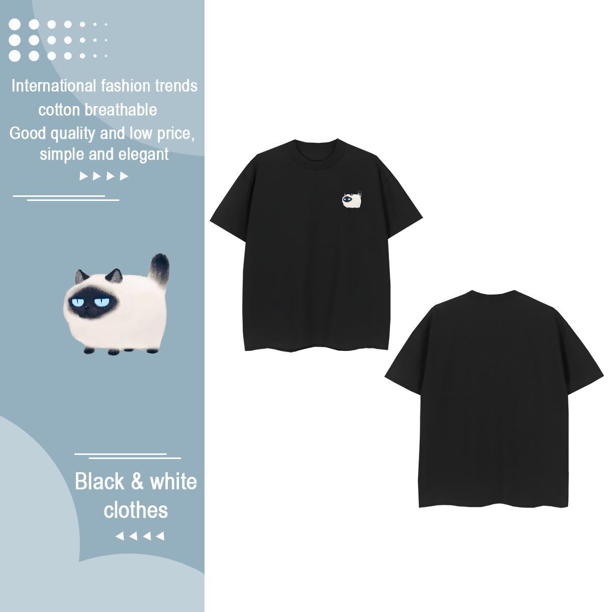 Fashion Design Mens Tshirts cat Street 230g Cotton Clothings Crew Neck Designer Man T Shirts Oversized 4XL