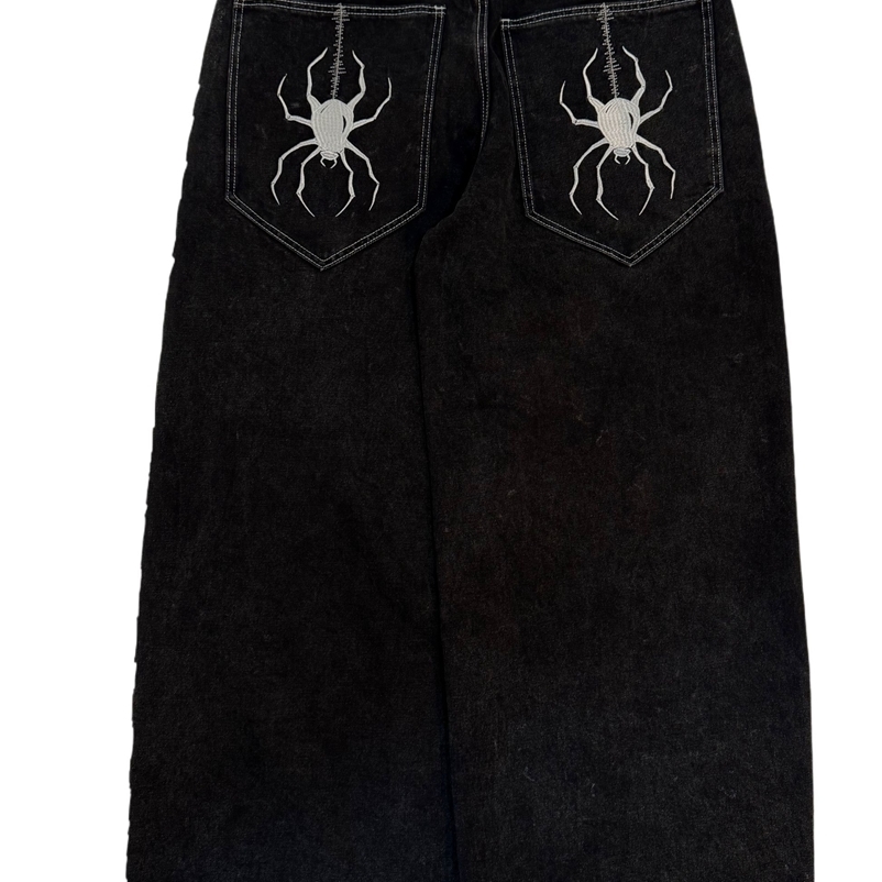 Hip Hop Gloe Baggy Jeans For Men Vintage Streetwear Slouchy 2000s High Street Y2K Wide Leg Pants Spider Denim Clothing y240819