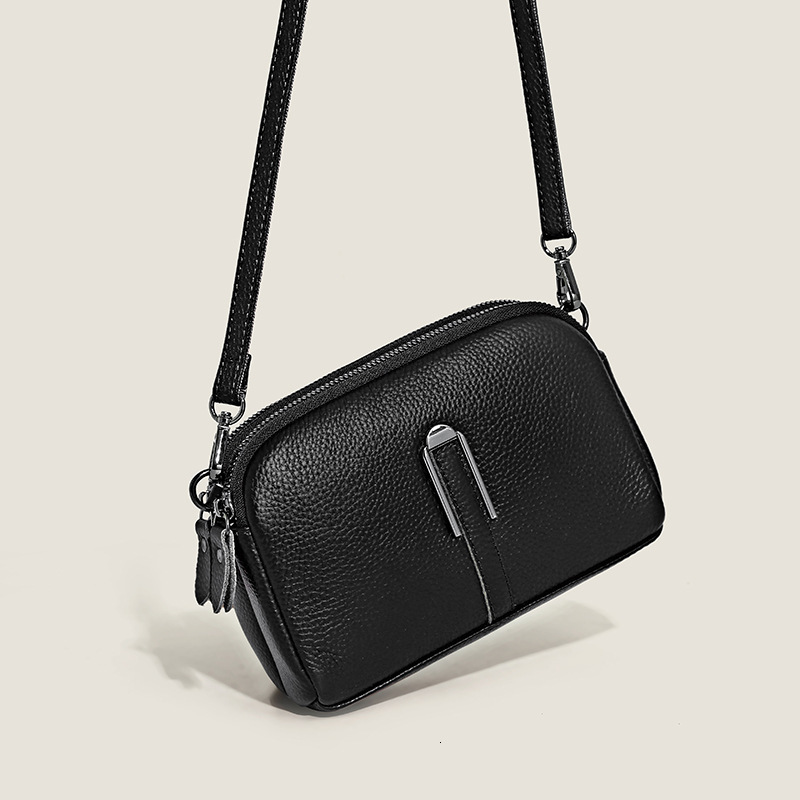 Genuine leather women's mobile phone spring new trendy fashion single shoulder crossbody bag, top layer cowhide small square bag