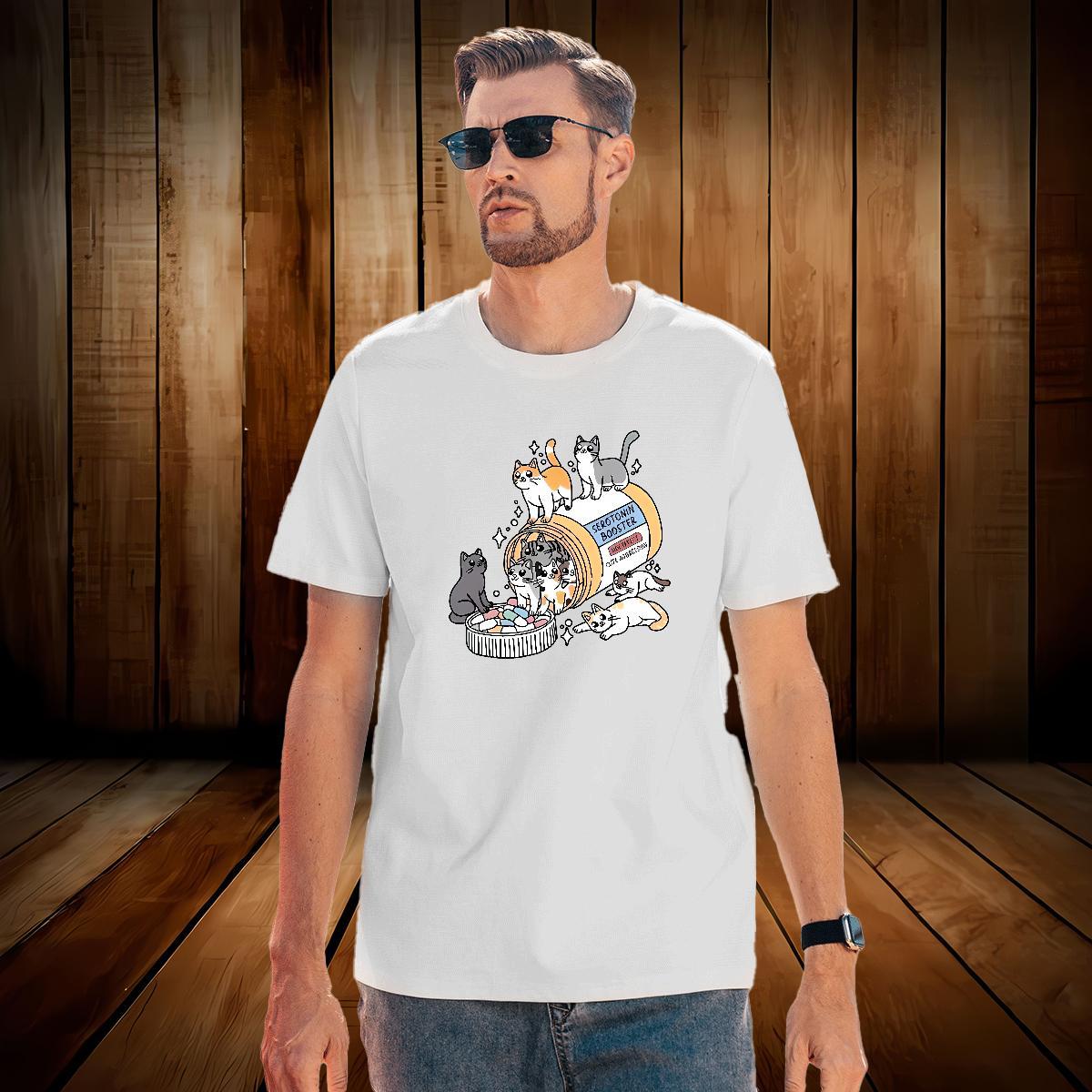 Fashion Casual Tshirts cats Summer Casual 230g Pure Cotton Tees Shirts Breathable Short Sleeve Soft T Shirt For Man Custom Print Oversized