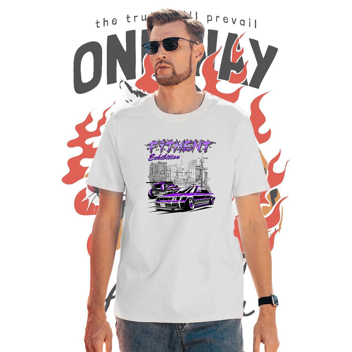 Brand car 230g Pure Cotton Men Tshirts Daily Wear Crew Neck Mens T Shirts Classic Casual Floral Print Tops
