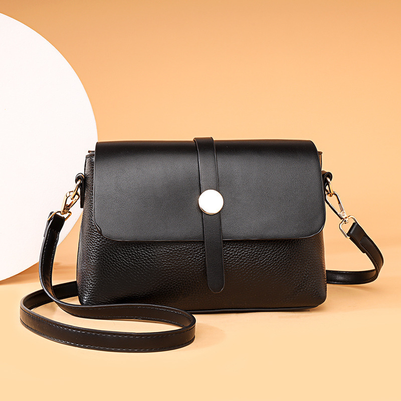Genuine Leather for Women's Autumn New Fashion One Shoulder Crossbody Top Layer Cowhide Small Square Bag