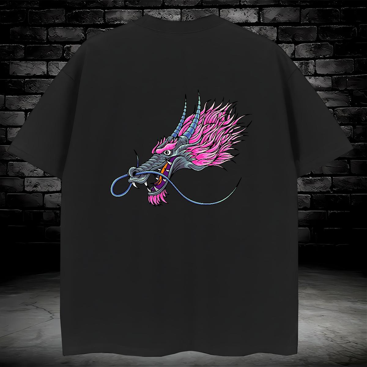 Man T Shirts 230g Cotton dragon Sport Crew Neck White Plus Size Men Tshirts Fashion Brand Tees