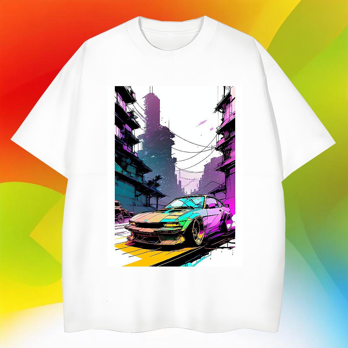 TOP Quality car 230g Cotton Men Clothes T-Shirt Hip Hop Street Breathable Short Sleeve T-Shirts for Men Customized Black Oversized Tops