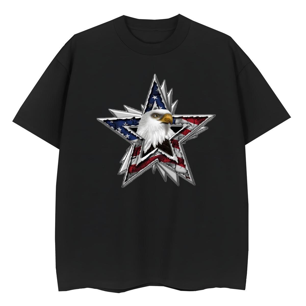 New Women Tees Casual Beach Round Neck Short Sleeve Tops Shirt Female 230g Pure Cotton eagle Cartoon Print T-Shirts