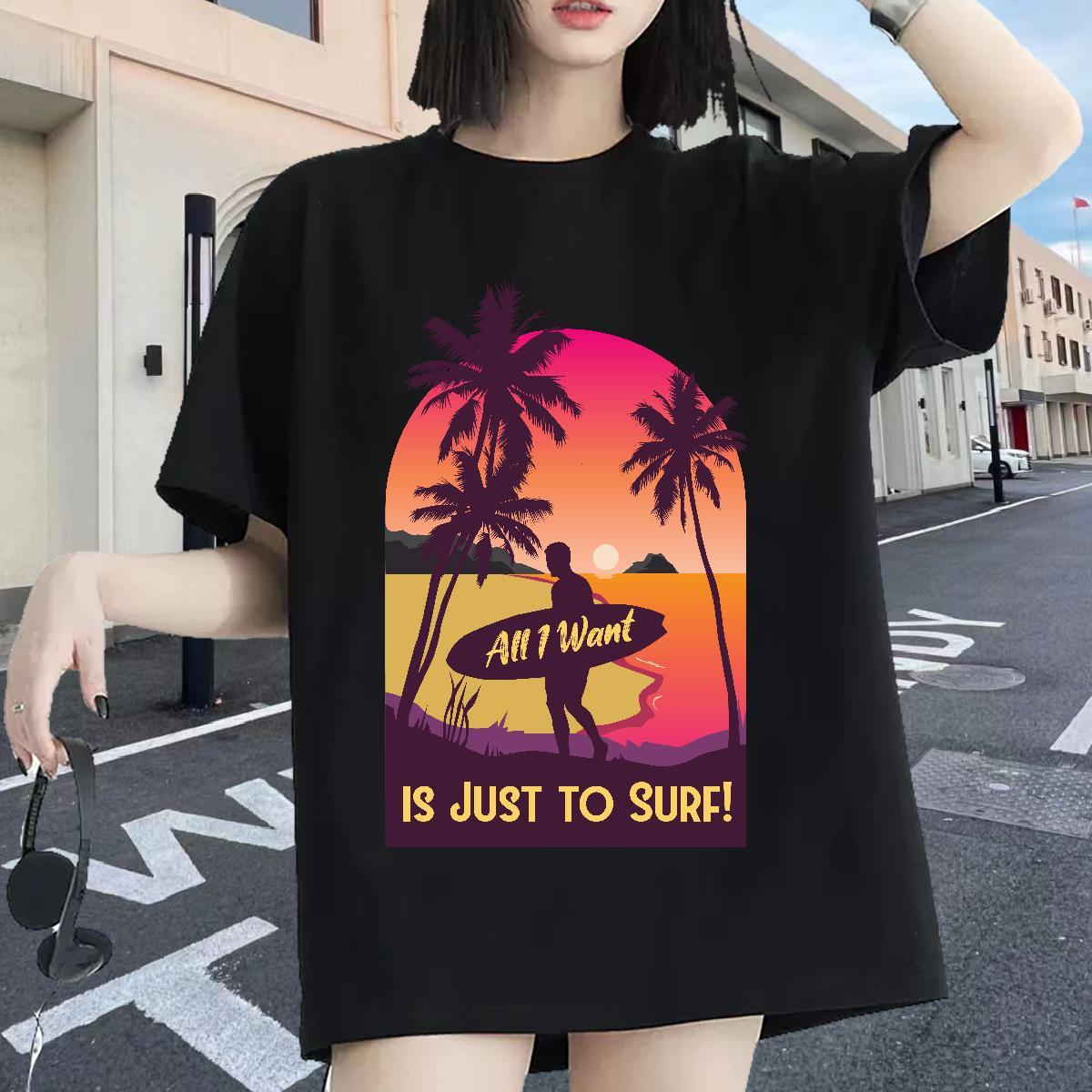 2024 Casual Unisex Tshirts Street Breathable Short Sleeve Tops Shirt Brand 230g Cotton beach Anime Oversized T-Shirts for Women