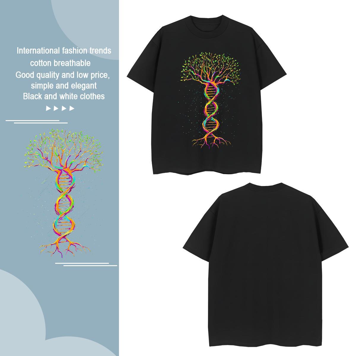 T-Shirts for Men 230g 100% Cotton tree Street Wear Crew Neck Breathable White Plus Size Tshirt for Man Woman 2024 Soft Tops