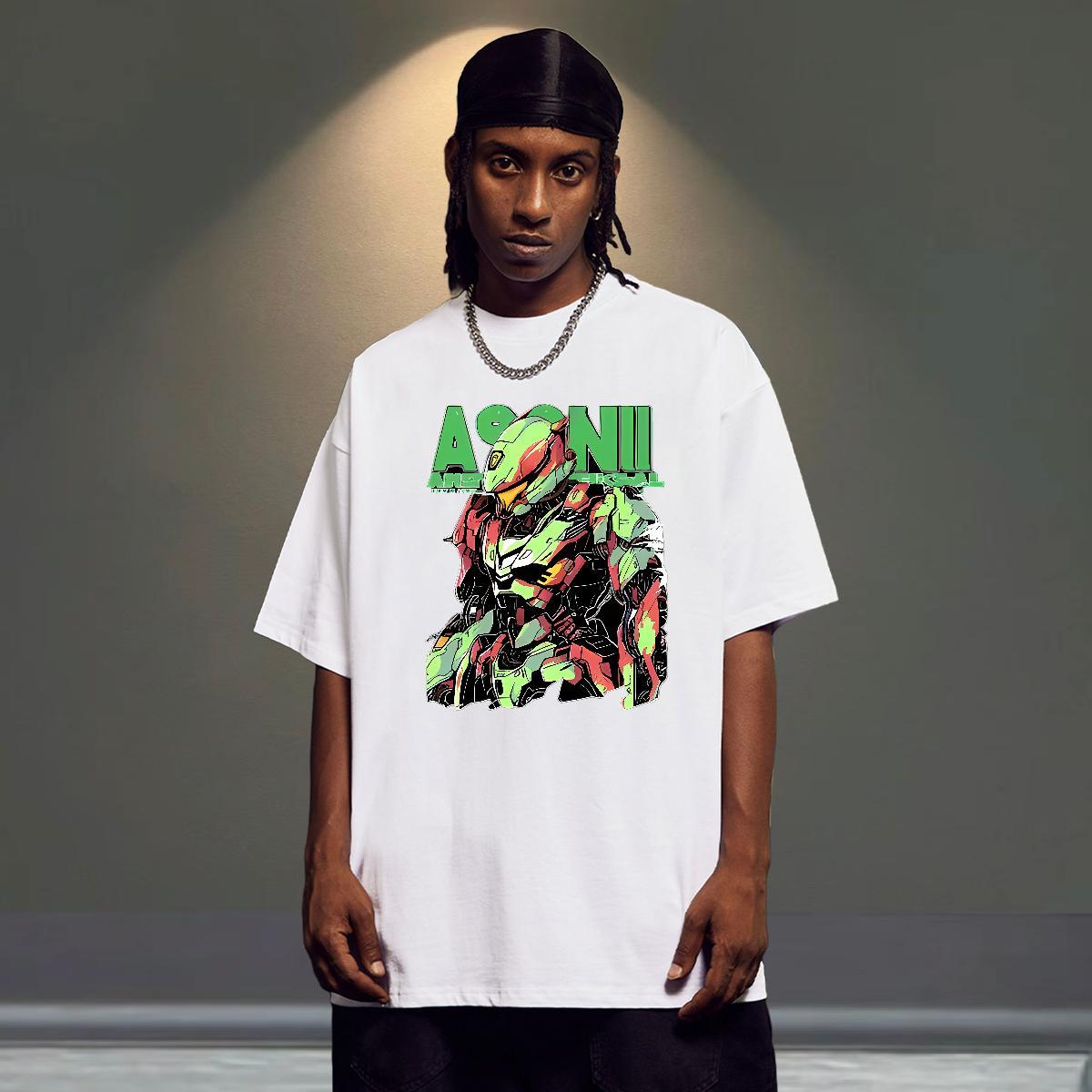 Soft Men Tees Outdoor 230g Cotton Custom Big Size Crew Neck robot T Shirts Men Casual New Tee Shirt