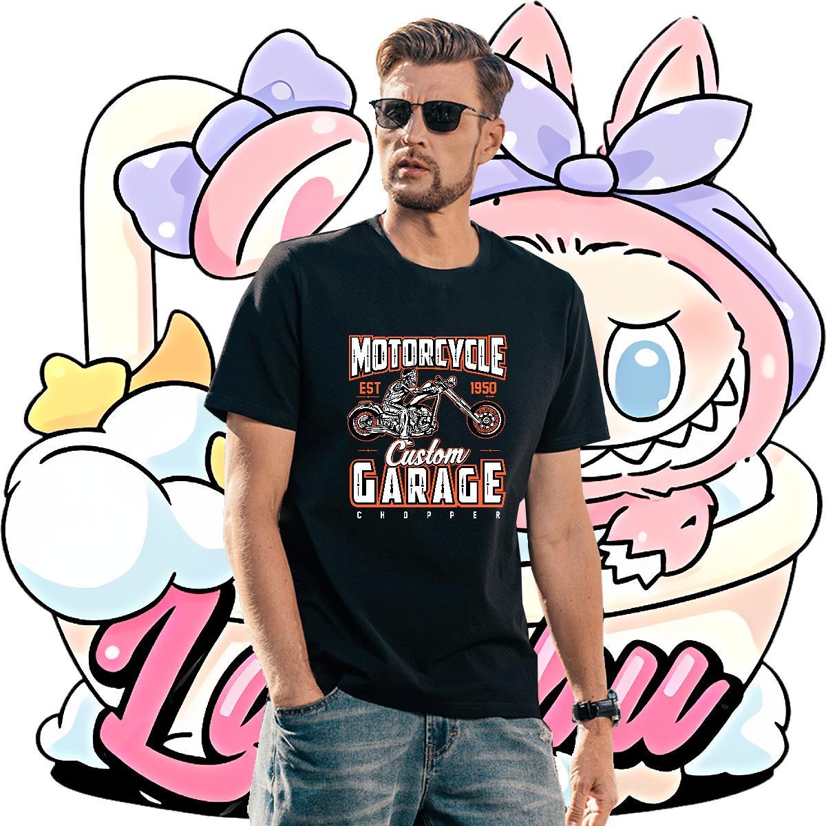 Cool Men Tshirts Sport 230g Cotton DIY Printed Crew Neck Breathable motorbike Mens T Shirts Fashion New Polos