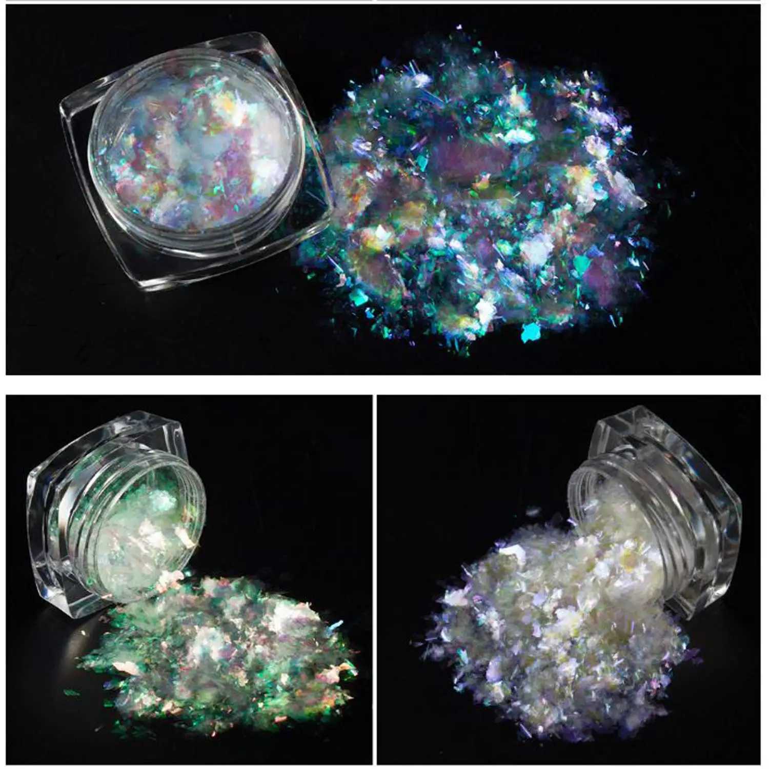 Aurora Chameleon Nail Opal Flakes Ultra-thin Polarized Mermaid Sequins Nail Powder Iridescent Crystal Nail Chrome Sequins DustXJ240815