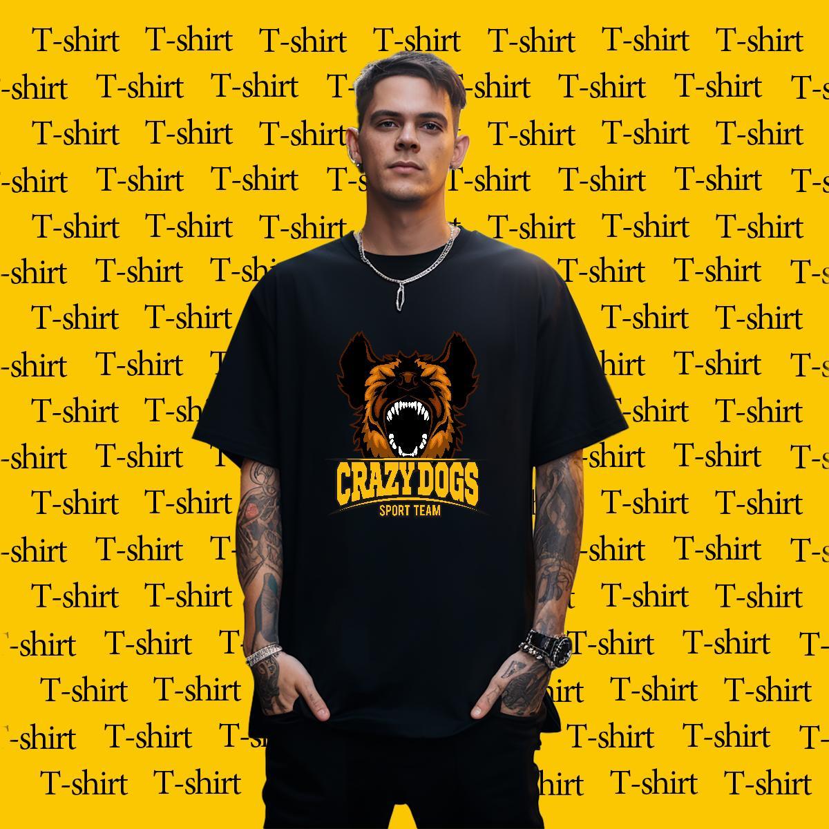 Cool Design Man T Shirts crazy dog Short Sleeve Soft Casual Daily Wear Custom Printed 230g Pure Cotton Men Clothes T-Shirt Stylist Tee Shirt