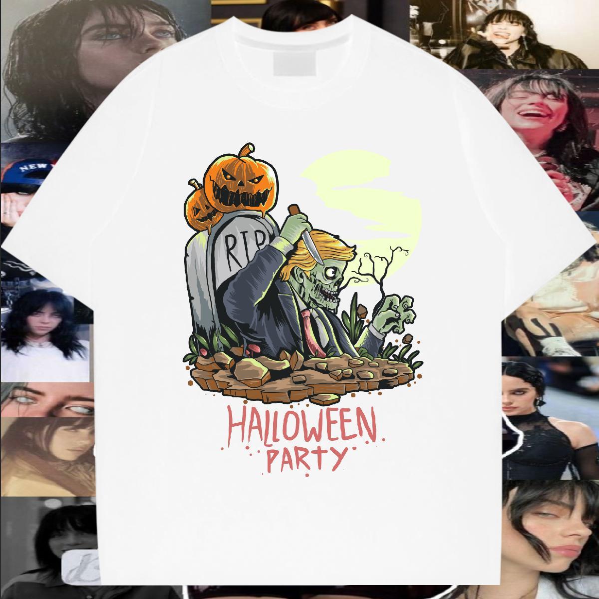 Fashion halloween Tshirts 230g 100% Cotton T-Shirts for Men DIY Outdoor Breathable Short Sleeve Unisex Tees Shirts
