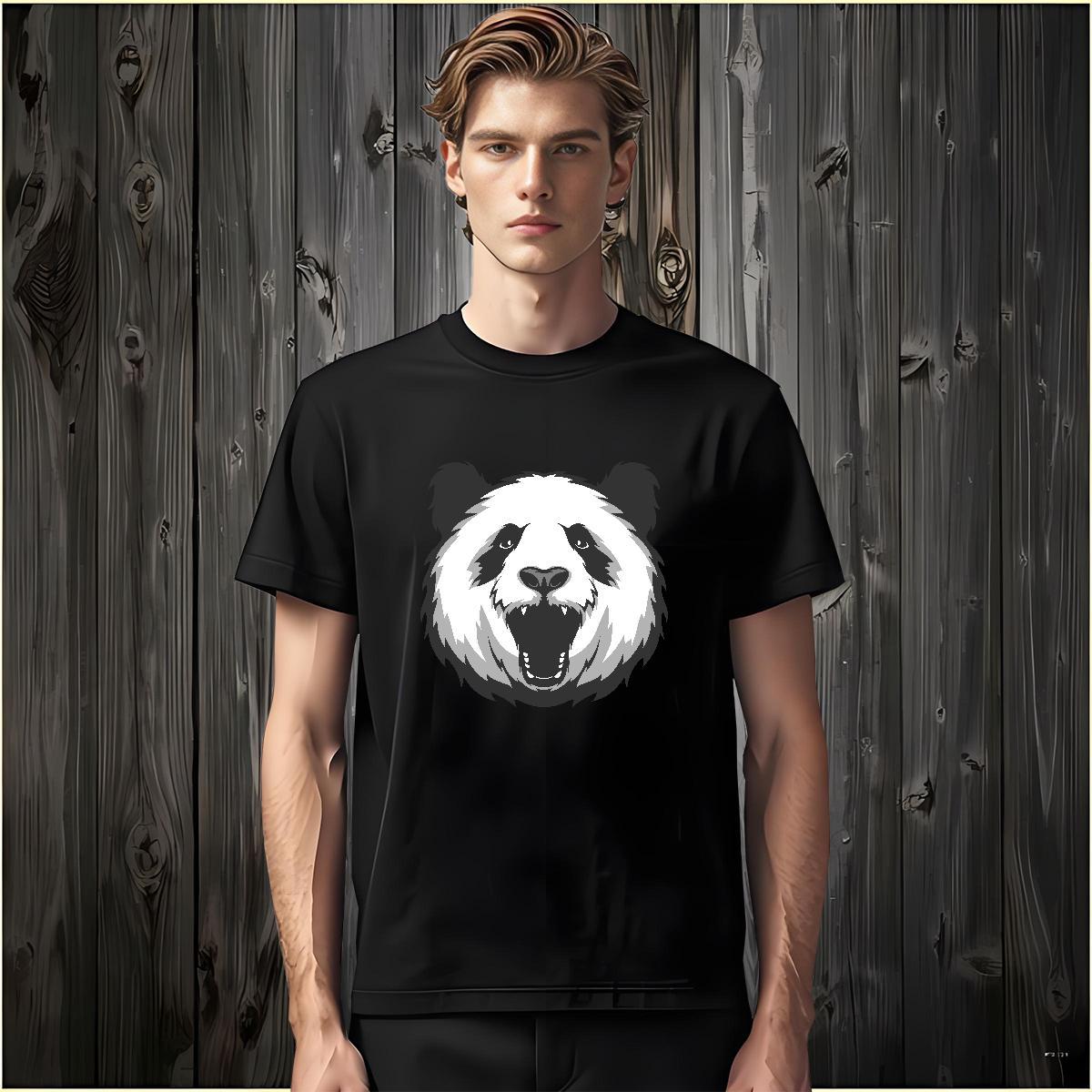 T Shirts Men 230g Pure Cotton panda Street wear Hip Hop Crew Neck Breathable Black Oversized Men Tees Brand Cool Tshirts