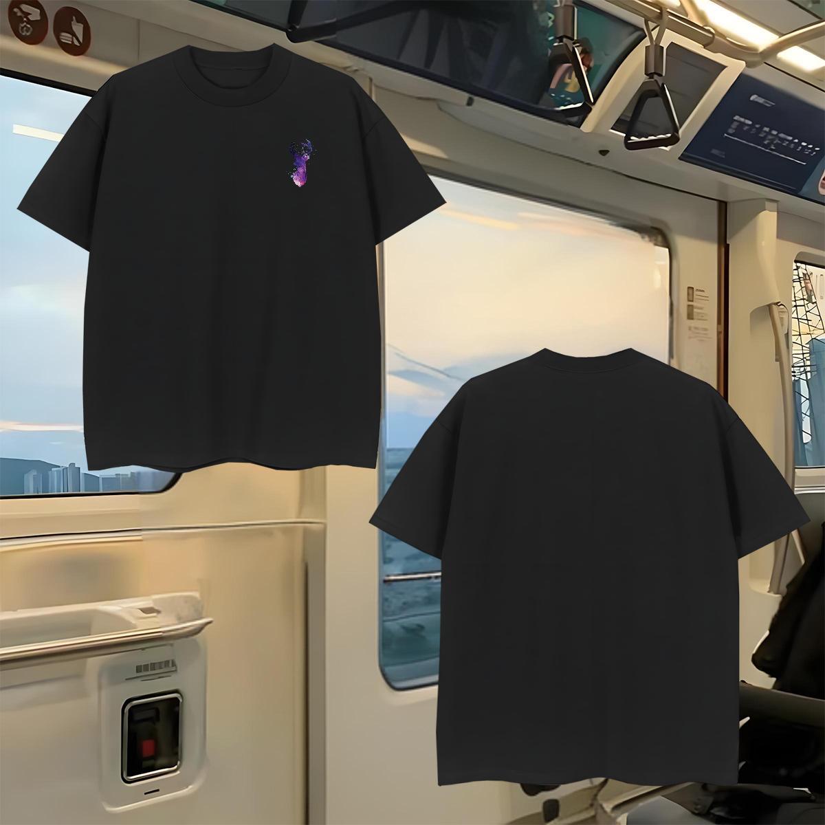 DIY Men Tshirts Deer Anime Printing Street 100% Cotton 230g Top Tees Breathable Short Sleeve Brand Man T Shirts White Plus Size