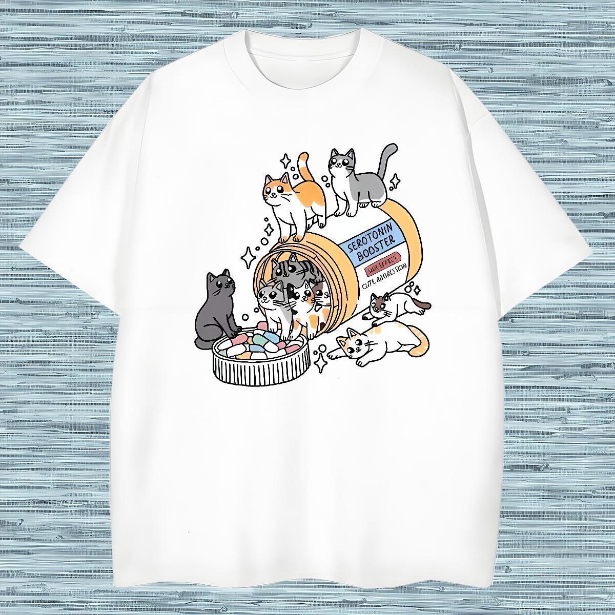 DIY Men Tees cats High Street Hip Hop 230g Cotton Tshirts Breathable Popular Mens T Shirts Black Oversized