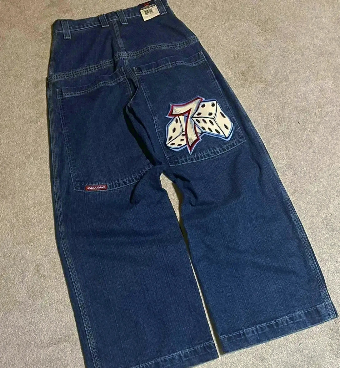 JNCO Jeans Hip Hop Rock Embroidered Baggy Jeans Men Women Fashion Street Wear Vintage Harajuku High Waisted Wide Leg Jeans 240820