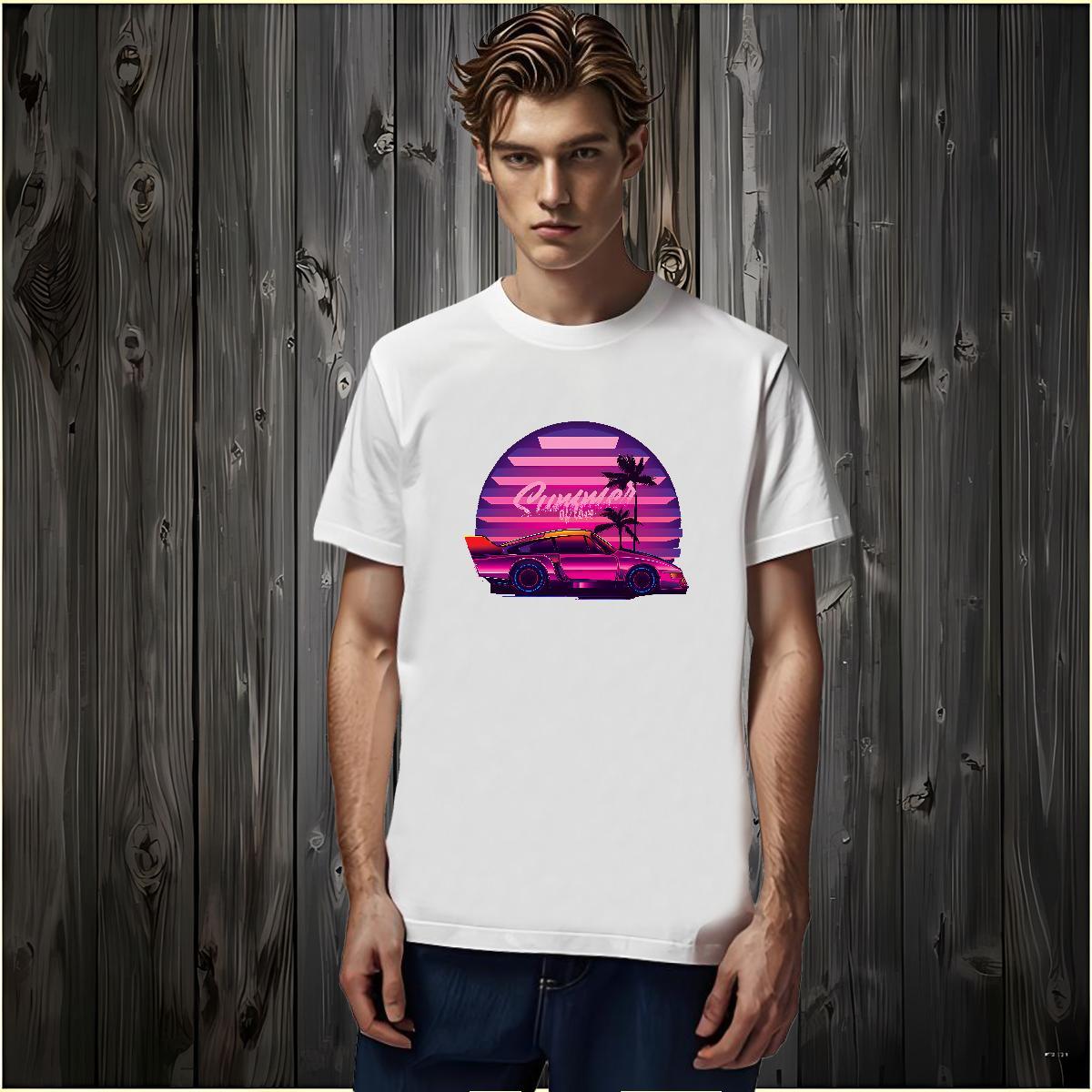 Brand car T-Shirts Casual Mens Tshirts 230g 100% Cotton DIY Breathable Soft Black White Tops Tees