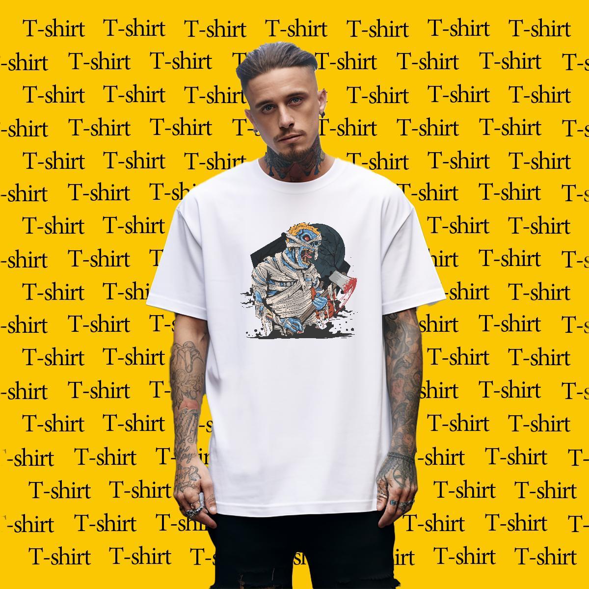 Brand Mens T Shirts zombie Breathable Short Sleeve Casual Customized 230g Cotton Men Tees 2024 DIY Tees Shirts