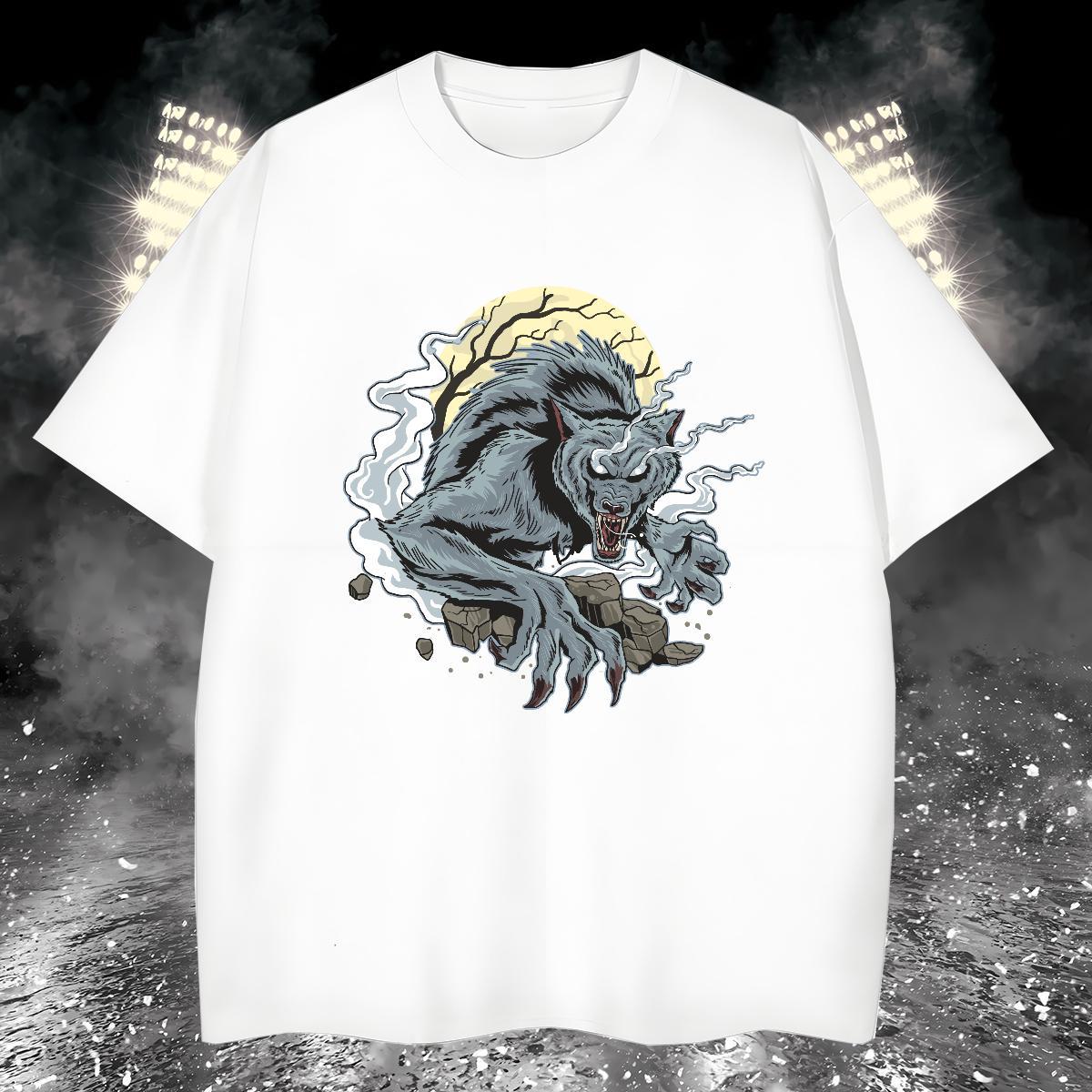 Classic Men T Shirts wolf Short Sleeve O-Neck Summer Casual White Plus Size 100% Cotton 230g Mens Tshirts Classic Casual Tops Tees