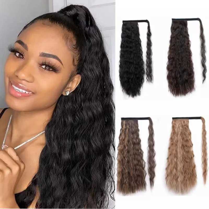 Synthetic fiber corn perm hair extension ponytail W240817
