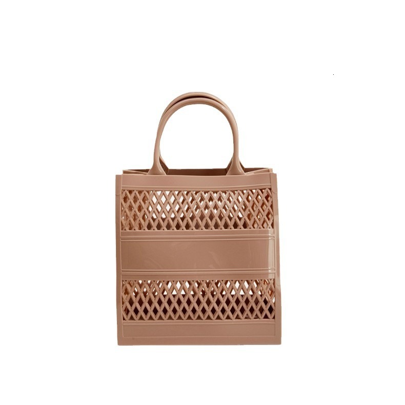 PVC Barbie Jelly Fashionable Versatile Soft Handle Vegetable Basket, Anti Dirty and Easy to Wash Summer Handheld Women's Bag