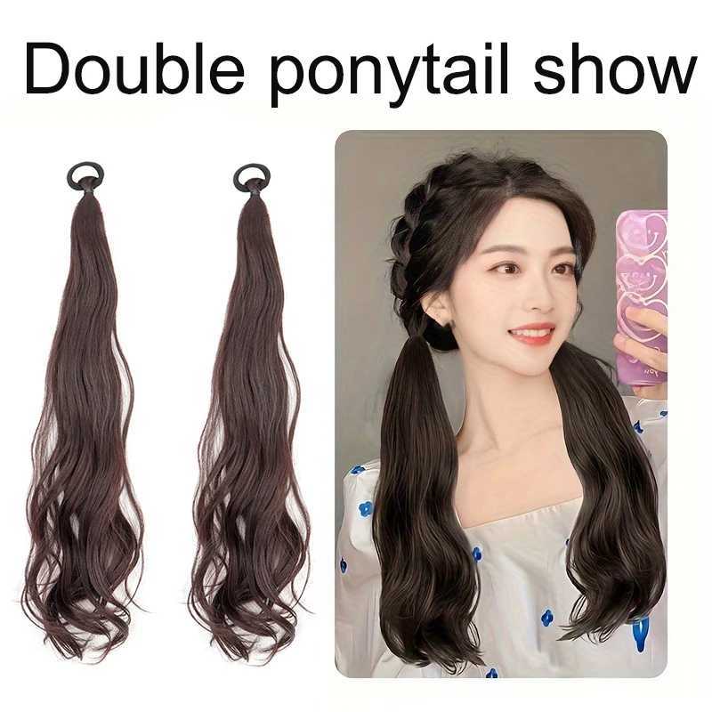22 inch synthetic womens long curly ponytail with extended elastic and brushed hair fluffy and elegant wig W240817