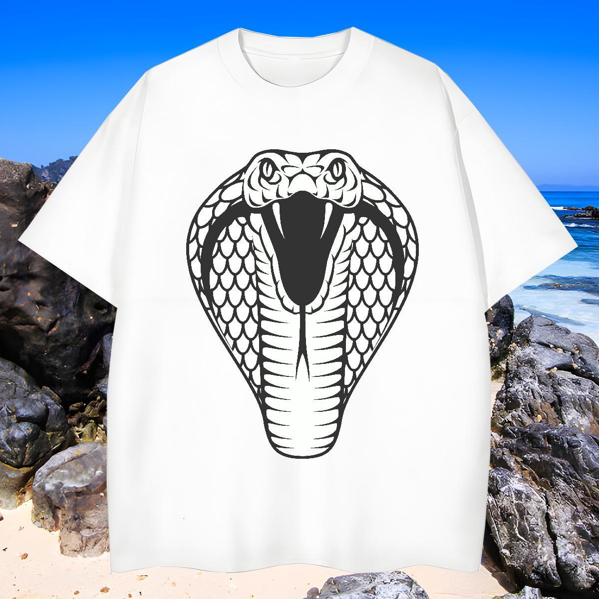 Cool T Shirt For Man cobra O Neck Short Sleeves Anime Printing Street Oversized 4XL 230g Cotton Tshirt for Man Woman Free Shipping Clothes