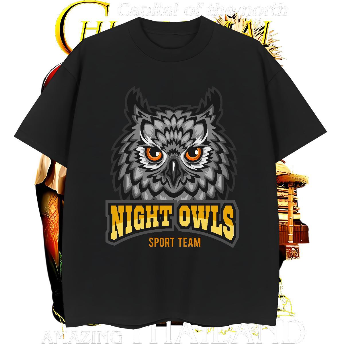 Free Shipping T shirt owl Short Sleeve O-Neck Street Skull 100% Cotton 230g Mens Tshirts Fashion Tops Tees