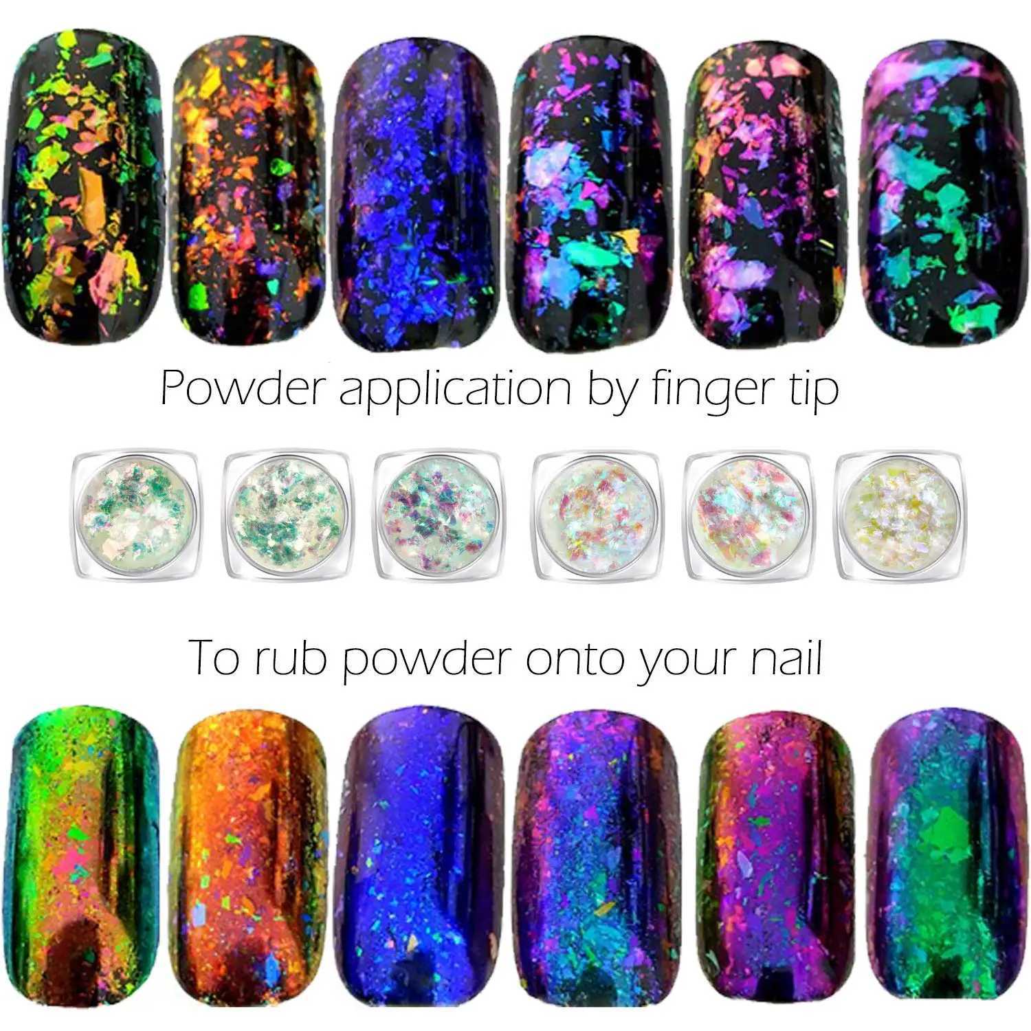 Aurora Chameleon Nail Opal Flakes Ultra-thin Polarized Mermaid Sequins Nail Powder Iridescent Crystal Nail Chrome Sequins DustXJ240815