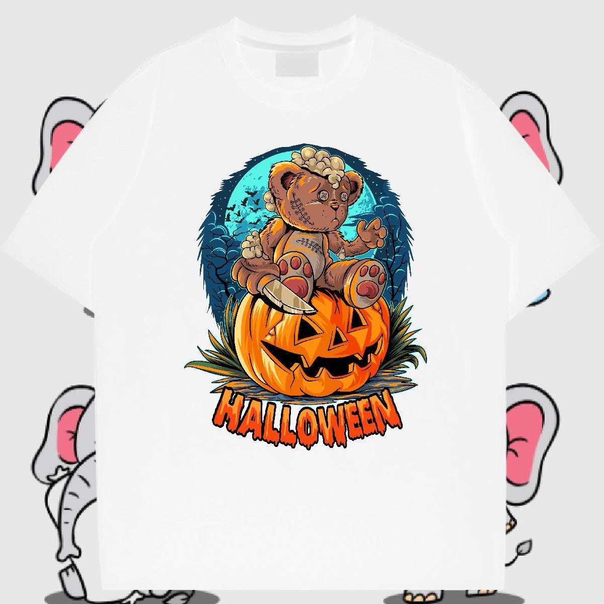 Customized pumpkin Tshirts 230g Pure Cotton Mens T Shirts Custom Print Oversized Sports Casual Breathable Short Sleeve Loose Tops