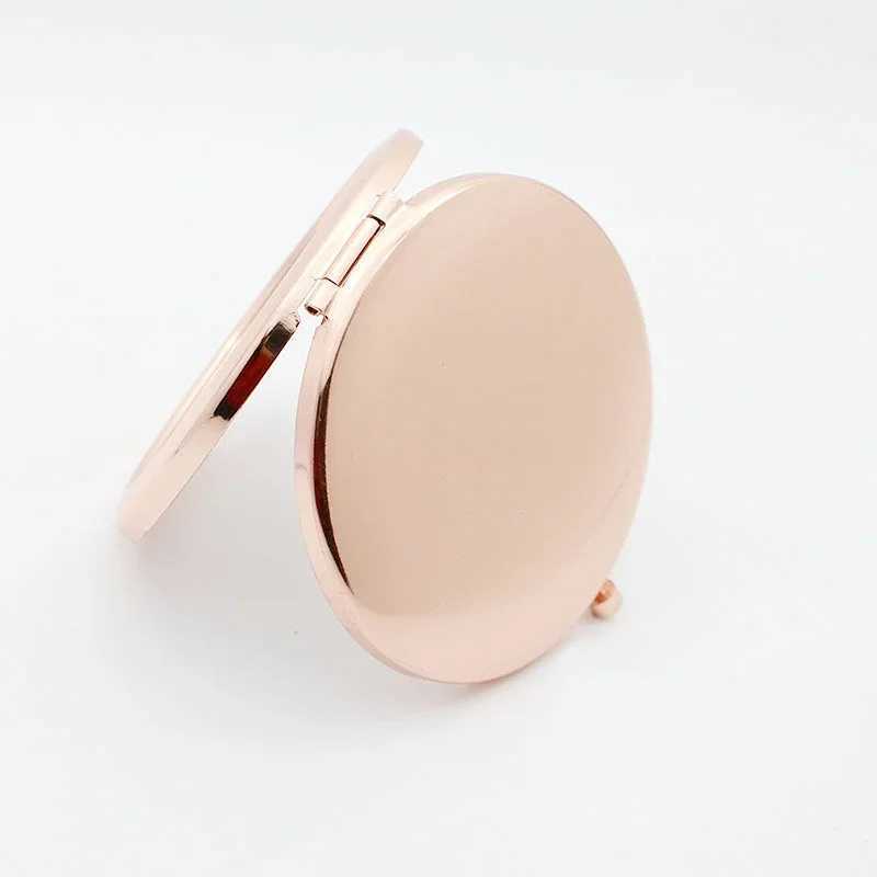 Cosmetic Magnifying Pocket Compact Double-Sided Folding High-Grade Round Metal Makeup Small Mirror Cricle for Purse Travel Y240819