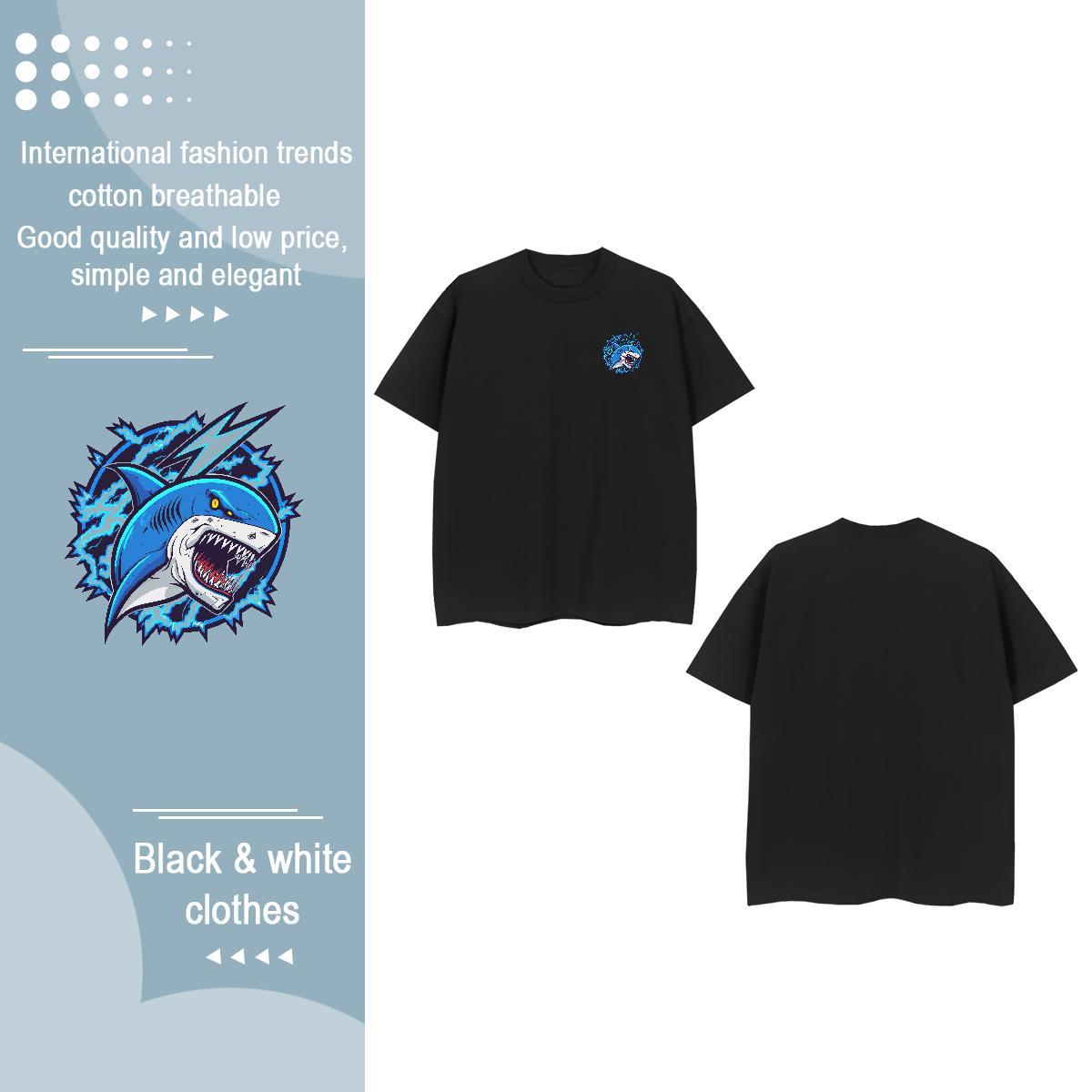 2024 Designer Tshirt for Man Woman Shark Daily Wear 230g Pure Cotton Tops Shirt Crew Neck Free Shipping T Shirts Men Custom Print Oversized