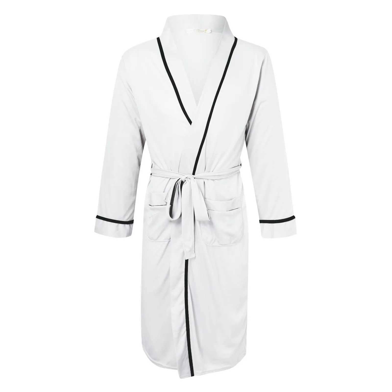Cotton bathroom mens spring and summer solid color pajamas home clothing long sleeved medium long sleeved mens yukataW240719