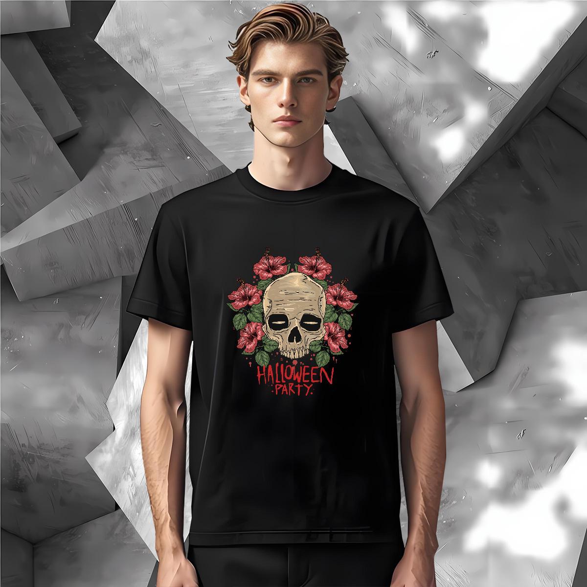 T-Shirts for Men 230g Pure Cotton flower Hip Hop Short Sleeve Soft Graphic Men Tops Tees Free Shipping Popular Tee Shirt