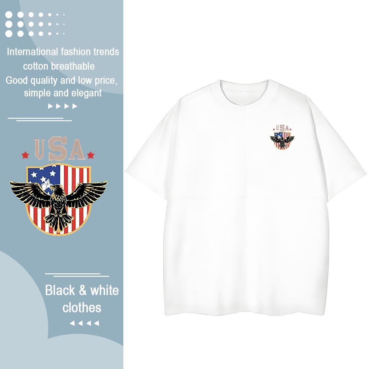 2024 Summer Men Clothes T-Shirt eagle Home Outdoor 230g Pure Cotton Tees Shirts Breathable Soft Men T Shirts DIY Printed