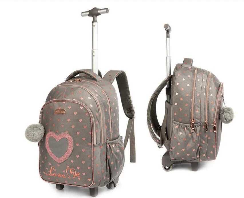 kids Rolling backpack for boy School trolley bag set lunch bag Children school wheeled backpack for girls school bag with wheels Y240820