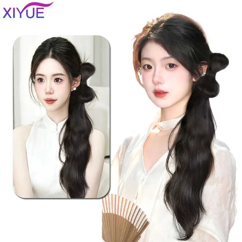 Xiyue wigbunnew chinese style ponytail style wig bagancient costume wigcheongsamhair bunheaddresswigancient W240817