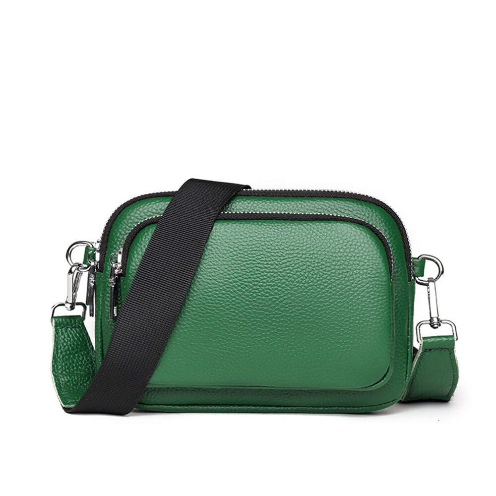 Genuine leather women's 2023 new trendy and fashionable multi-layer single shoulder crossbody bag, top layer cowhide small square bag