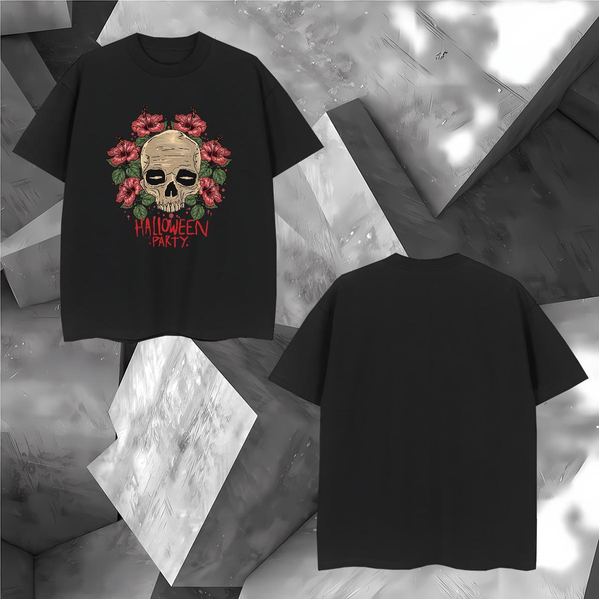 T-Shirts for Men 230g Pure Cotton flower Hip Hop Short Sleeve Soft Graphic Men Tops Tees Free Shipping Popular Tee Shirt