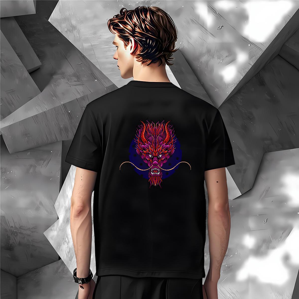Cool Design dragon T Shirts Men Daily Outfit Men Tshirts 230g Cotton 2024 DIY Short Sleeve Soft Customized Print Tees