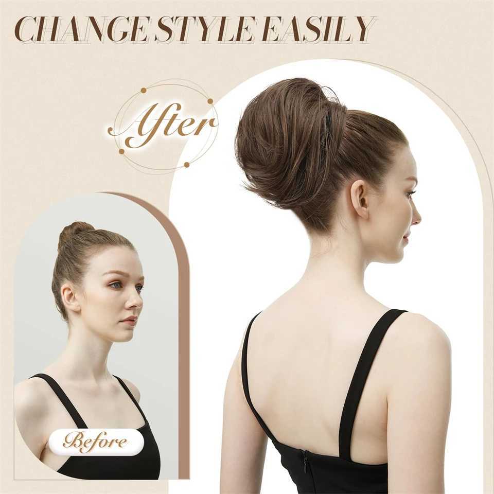 AOSI short ponytail with comb clip brushed synthetic hair extensions gray and white hair extensions ponytail wig W240817