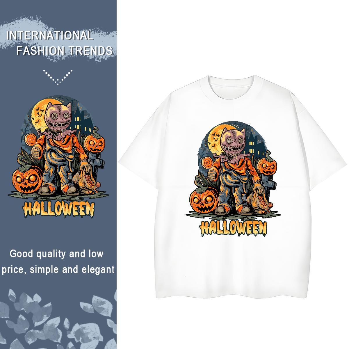 Factory Direct pumpkin Tshirts 230g 100% Cotton T-Shirts for Men DIY Anime Spring Summer O-Neck Short Sleeve Wholesale Clothings