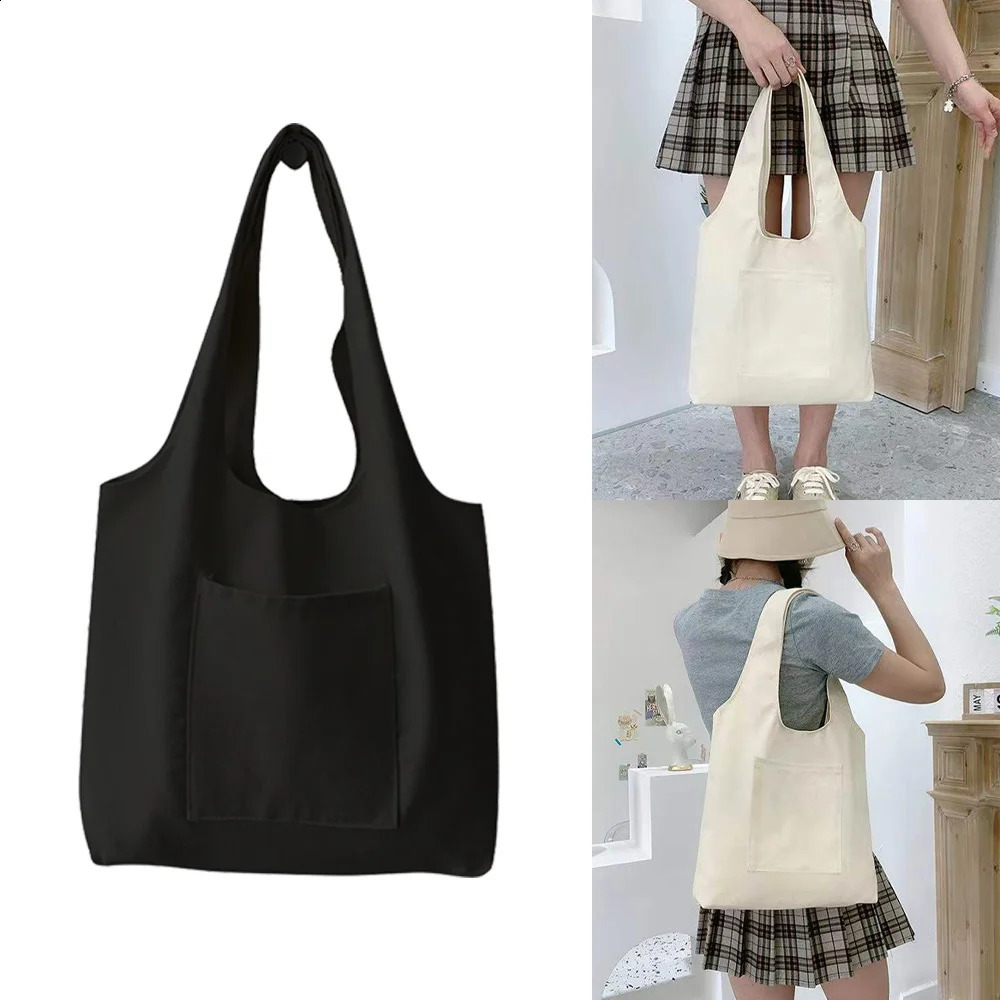Casual Shoulder Bags Shopper Canvas Foldable Handbags Aesthetic Personalized Ladies Reusable Eco High quality Women y240925