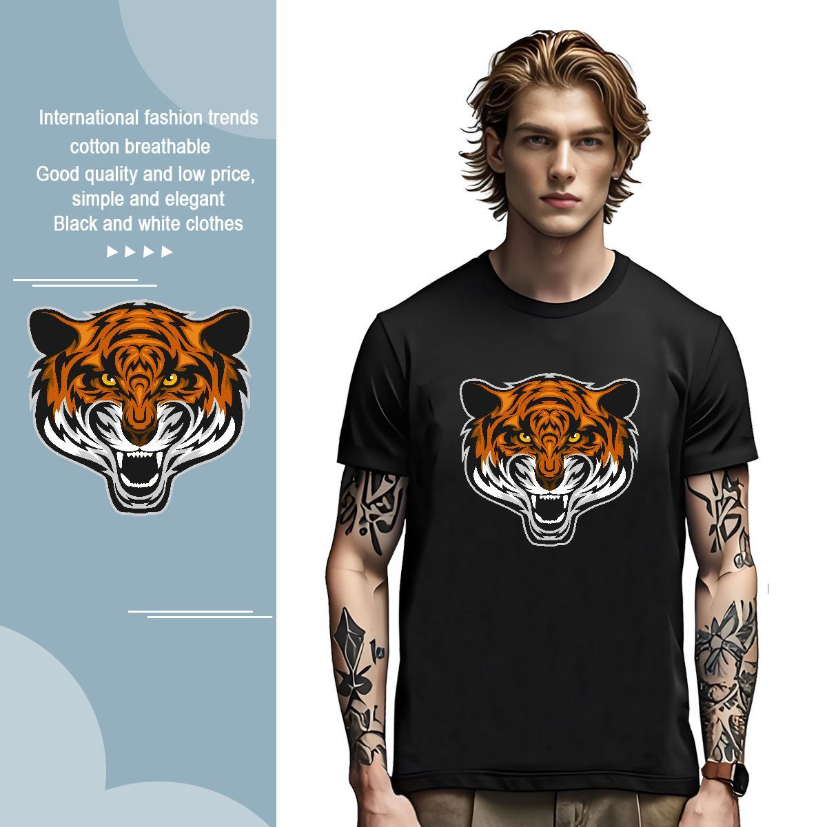 Cool T shirt tiger Breathable Crew Neck Sport White Plus Size 230g Cotton Men Tshirts Custom Polos